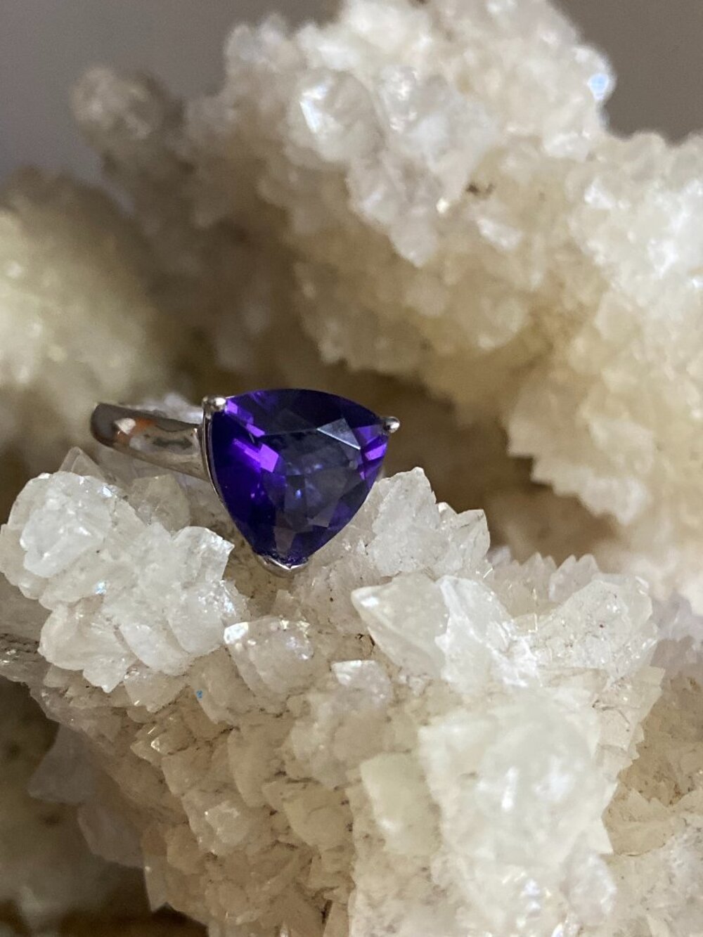 Amethyst Triangle Ring